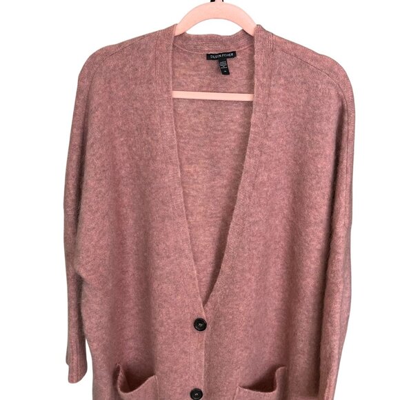 Eileen Fisher Mohair Blend Longline Cardigan Pink 2X Wool Mohair - Picture 5 of 12